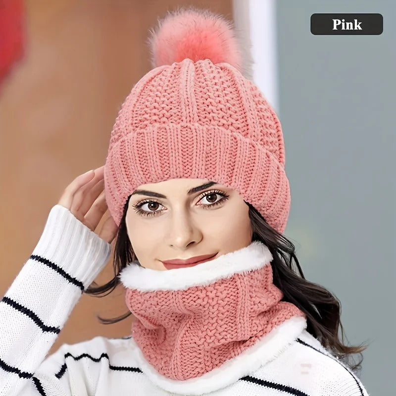 WOMENS KNITTED NECK SCALF & HAT SET